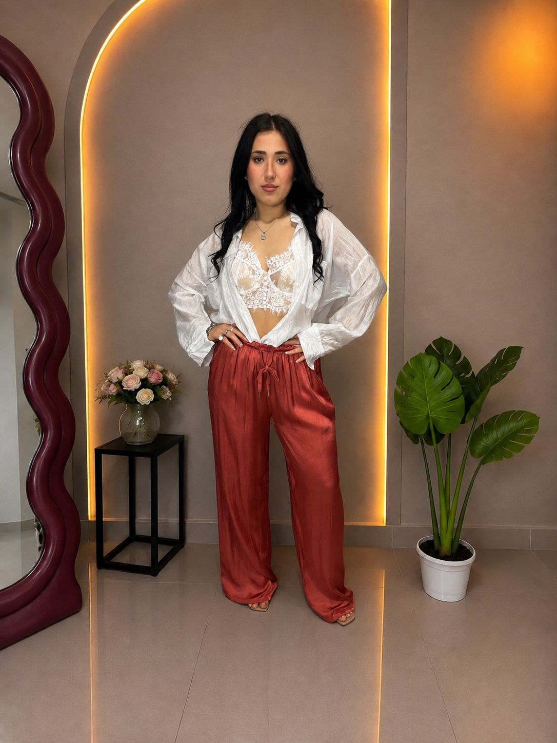 Pantaloni Satin a Palazzo