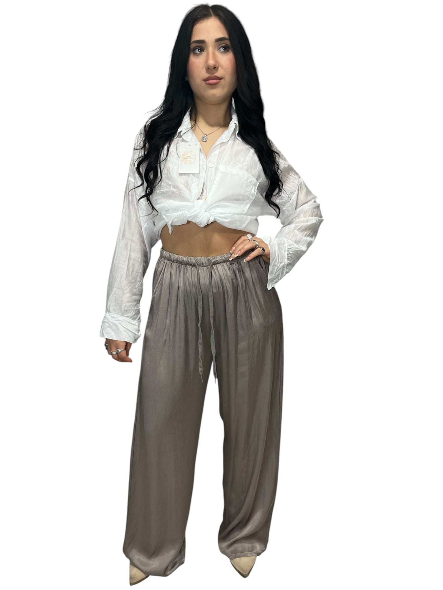 Pantaloni Satin a Palazzo
