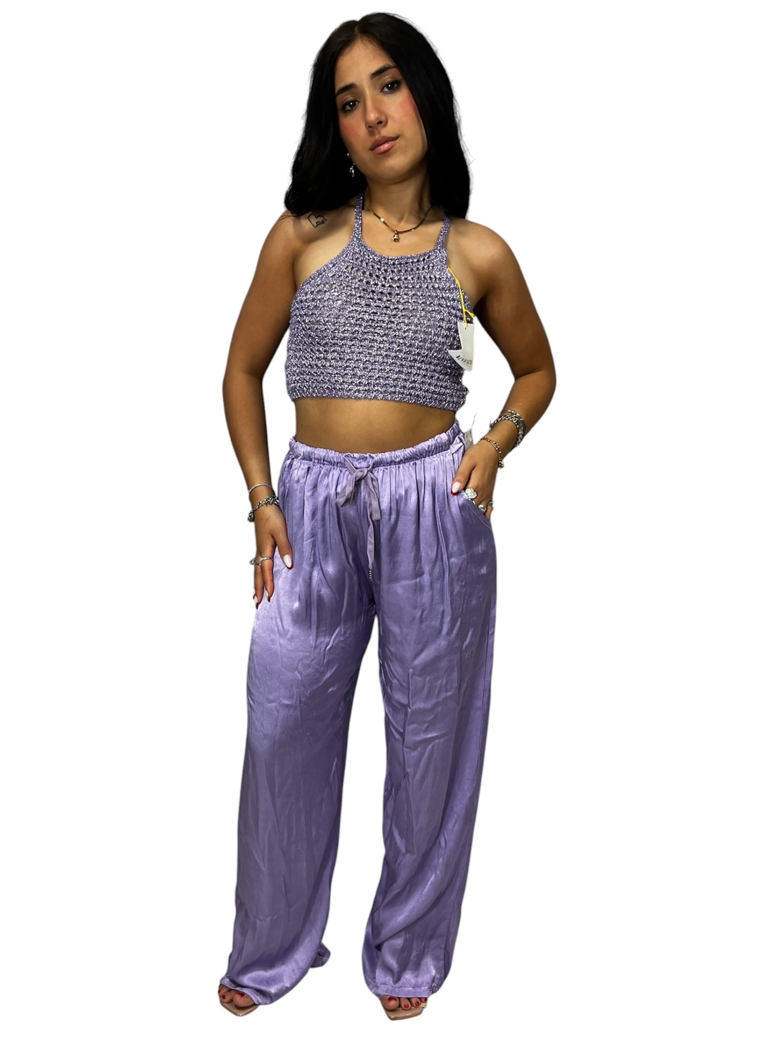 Pantaloni Satin a Palazzo