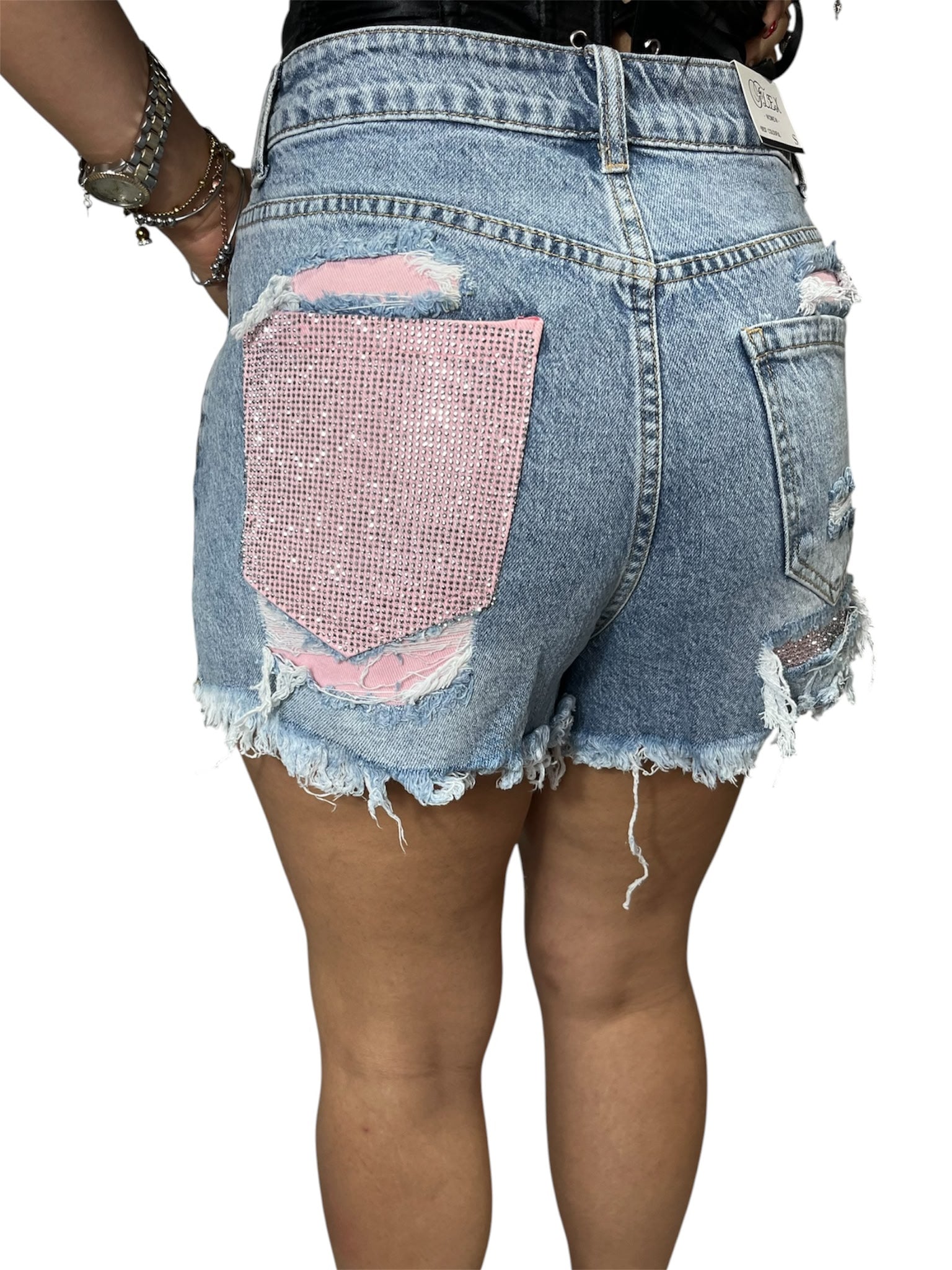 Pantaloncino Tasca Glitter Rosa elasticizzato