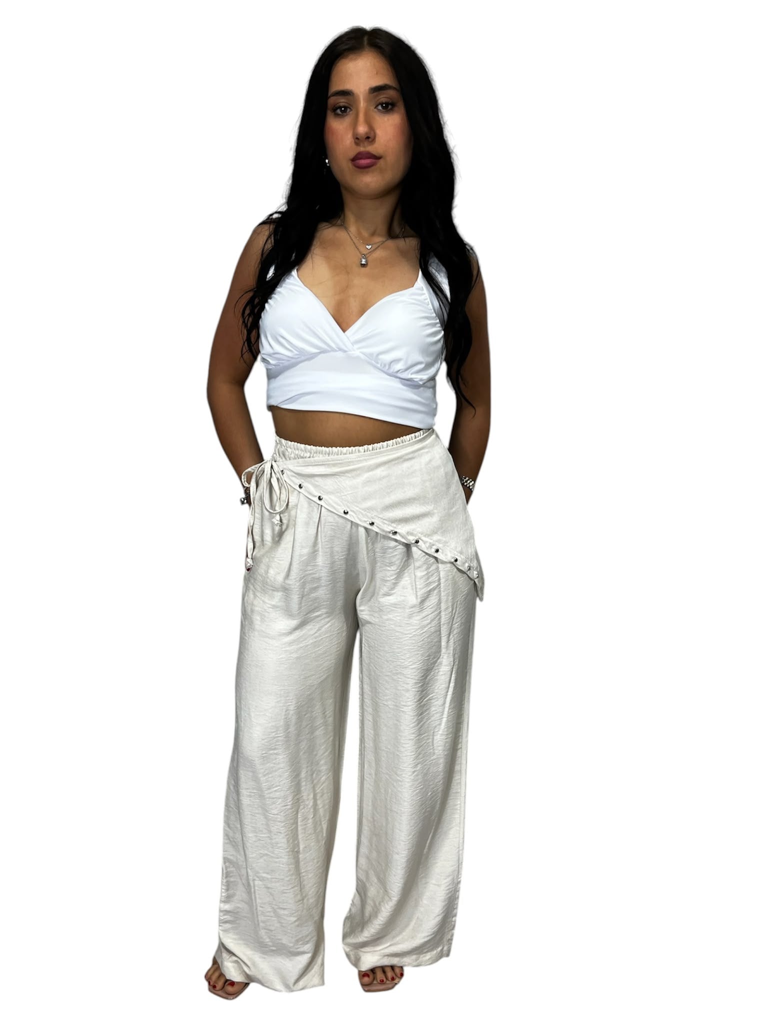 Pantalone Palazzo 2 in 1 con Foulard Multiuso