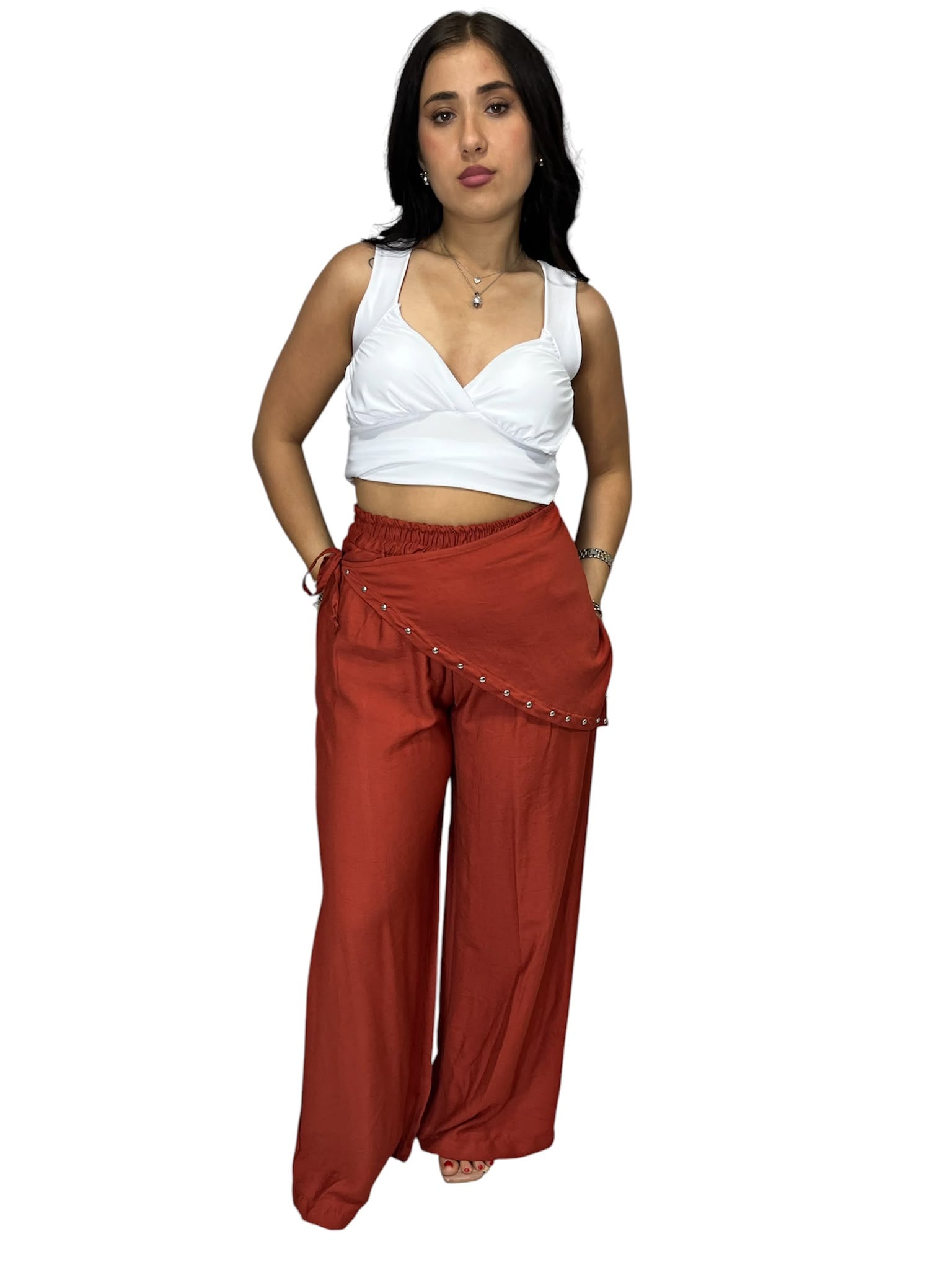 Pantalone Palazzo 2 in 1 con Foulard Multiuso