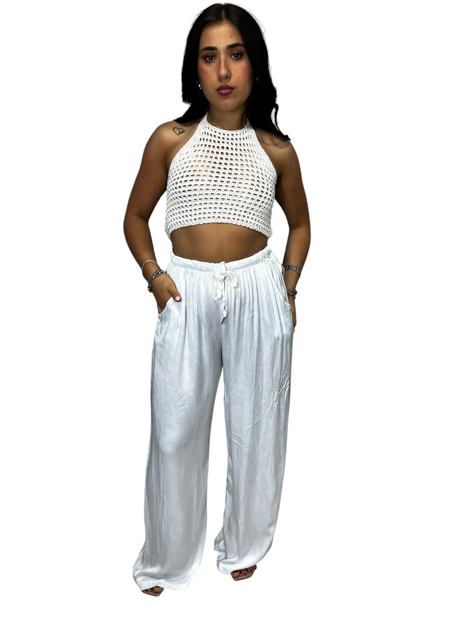 Pantaloni Satin a Palazzo