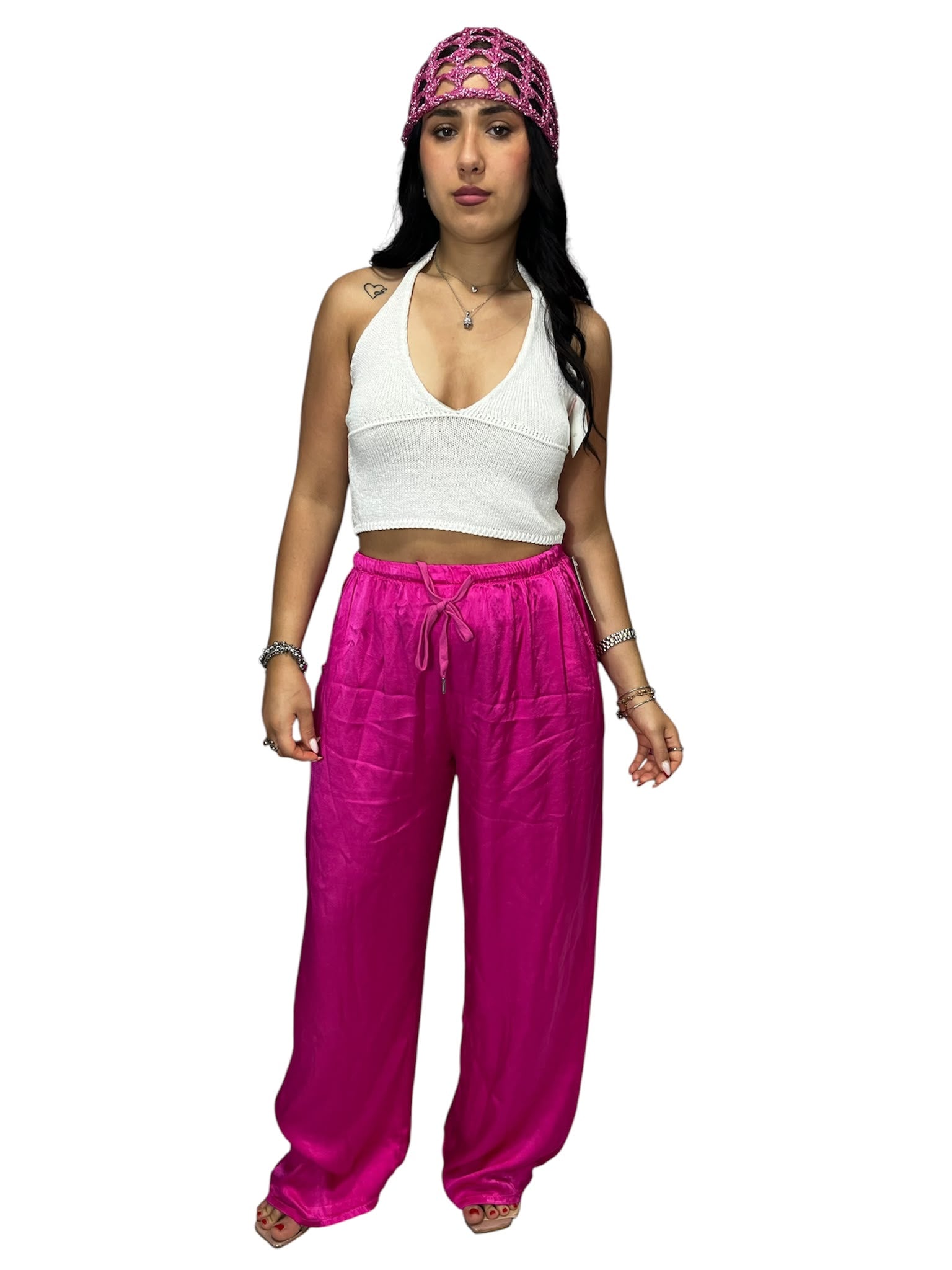 Pantaloni Satin a Palazzo
