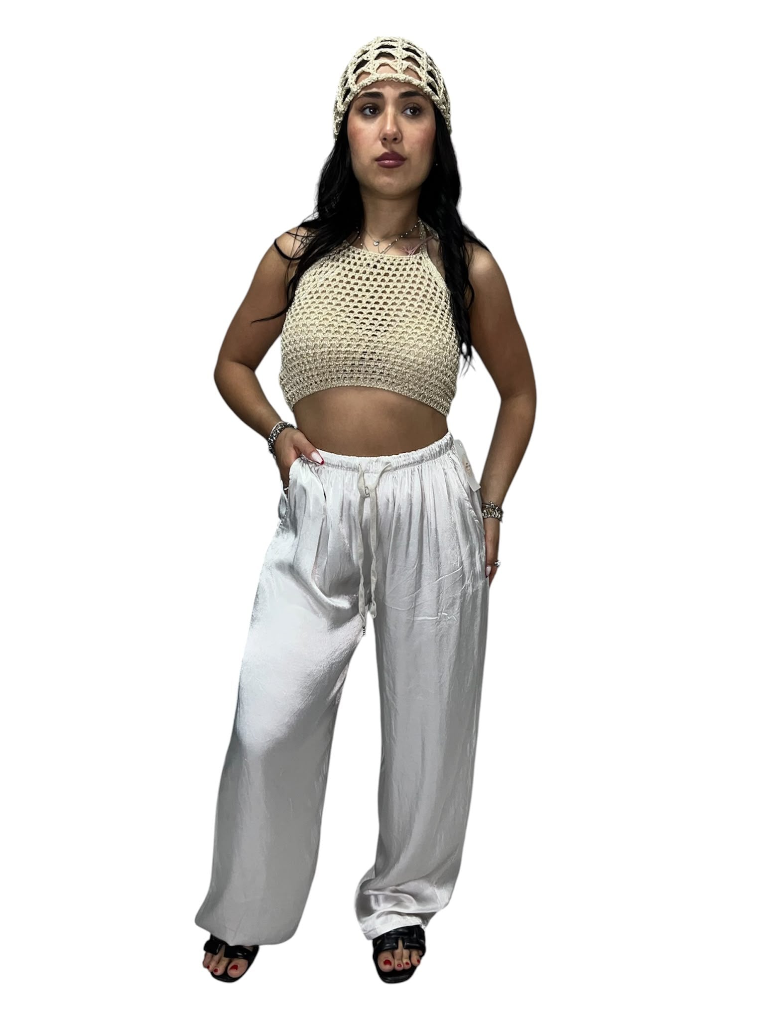 Pantaloni Satin a Palazzo