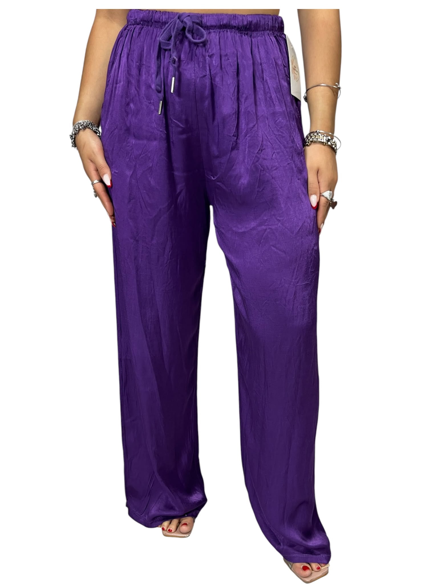 Pantaloni Satin a Palazzo