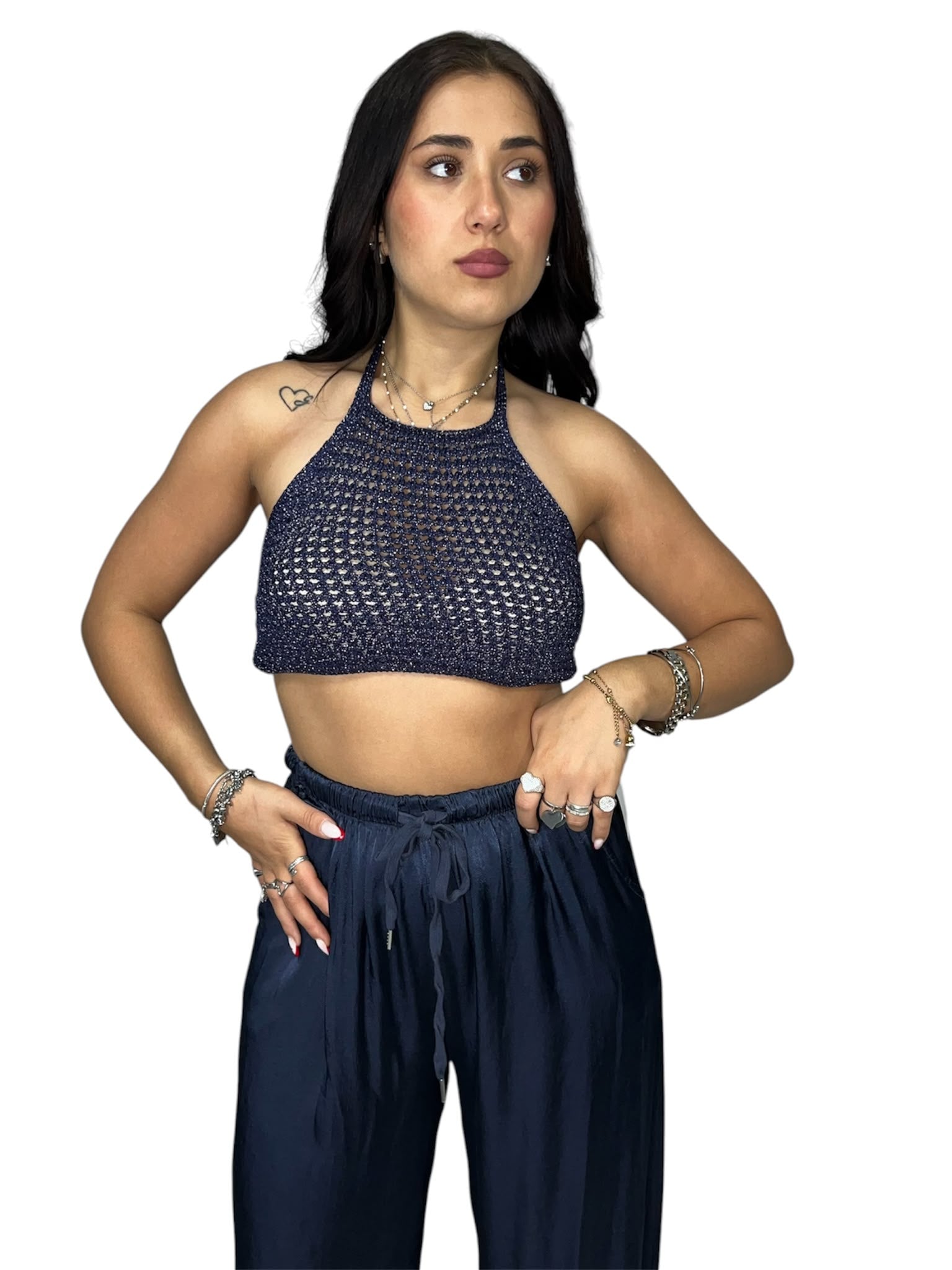 Top Lurex Traforato in Viscosa