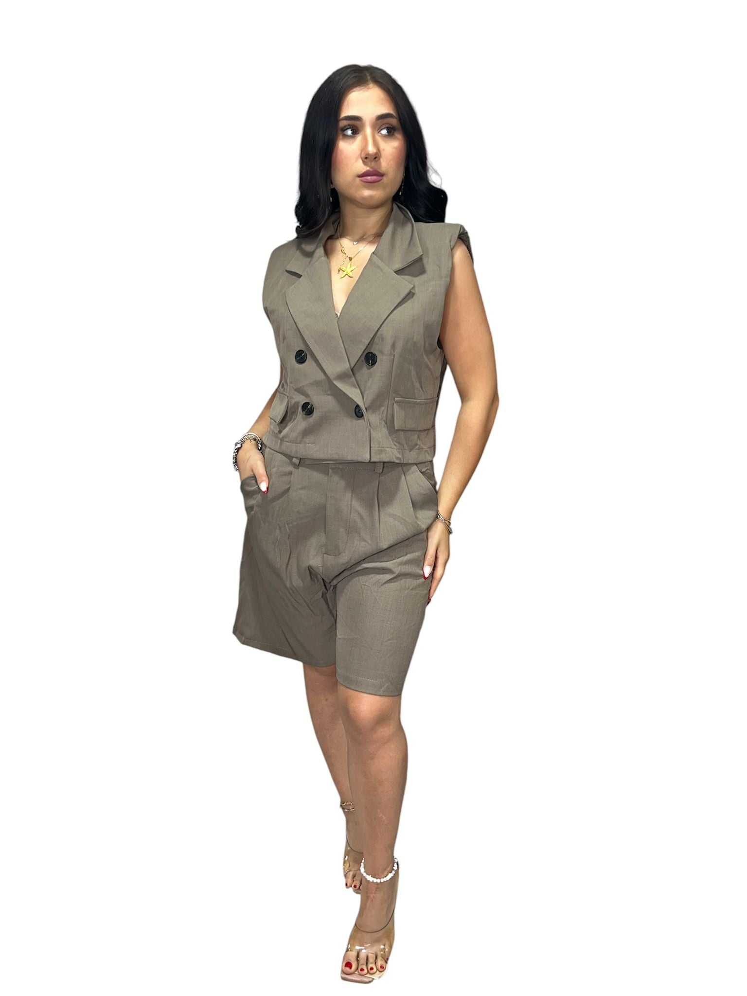Coordinato Gilet e Bermuda Doppiopetto