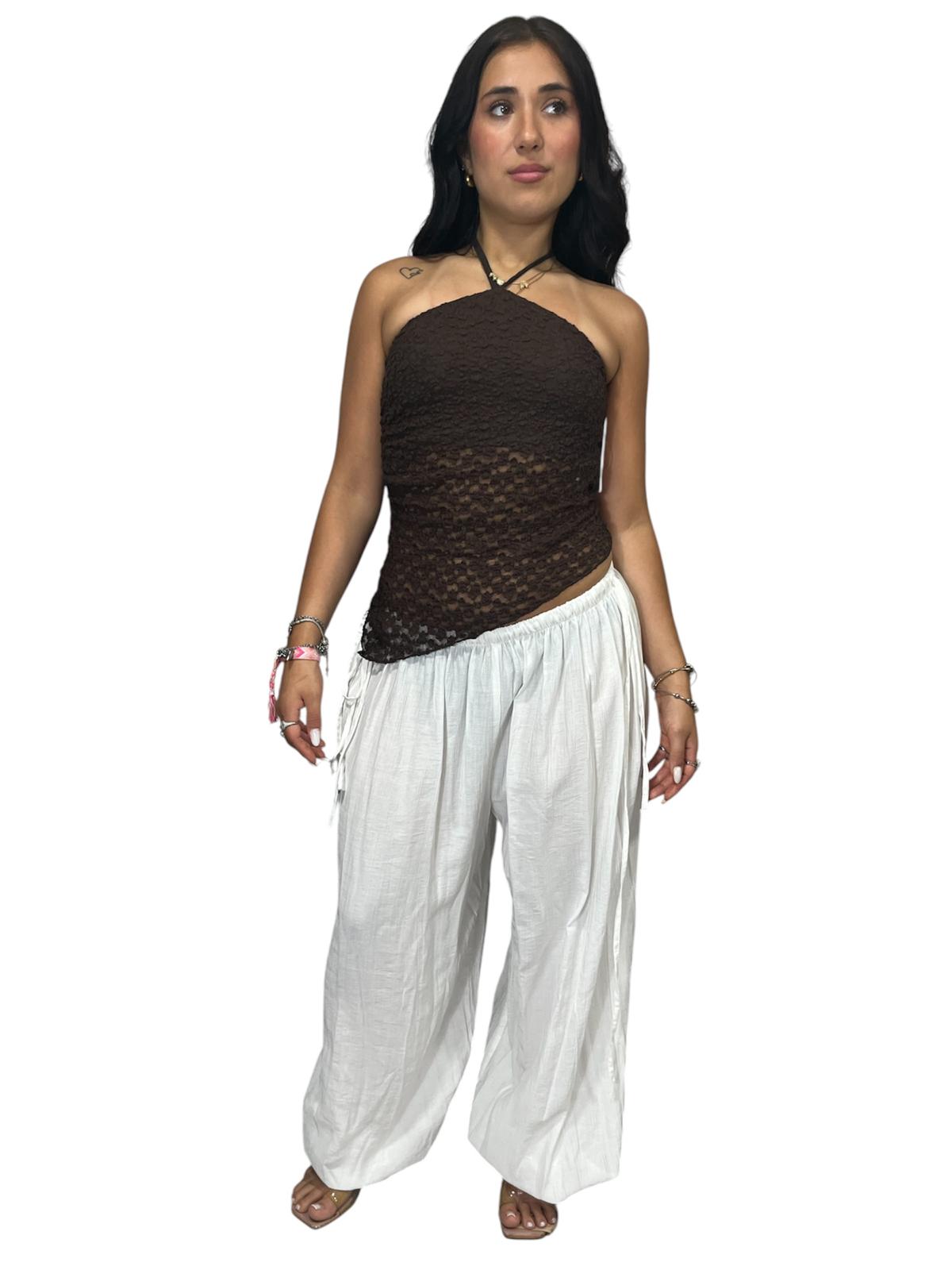 PANT MISTO LINO MIRIAM 2.0 CON ELASTICO E LACCETTI ALLE CAVIGLIE