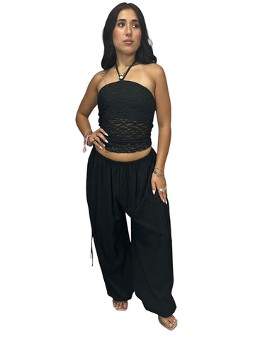 PANT MISTO LINO MIRIAM 2.0 CON ELASTICO E LACCETTI ALLE CAVIGLIE