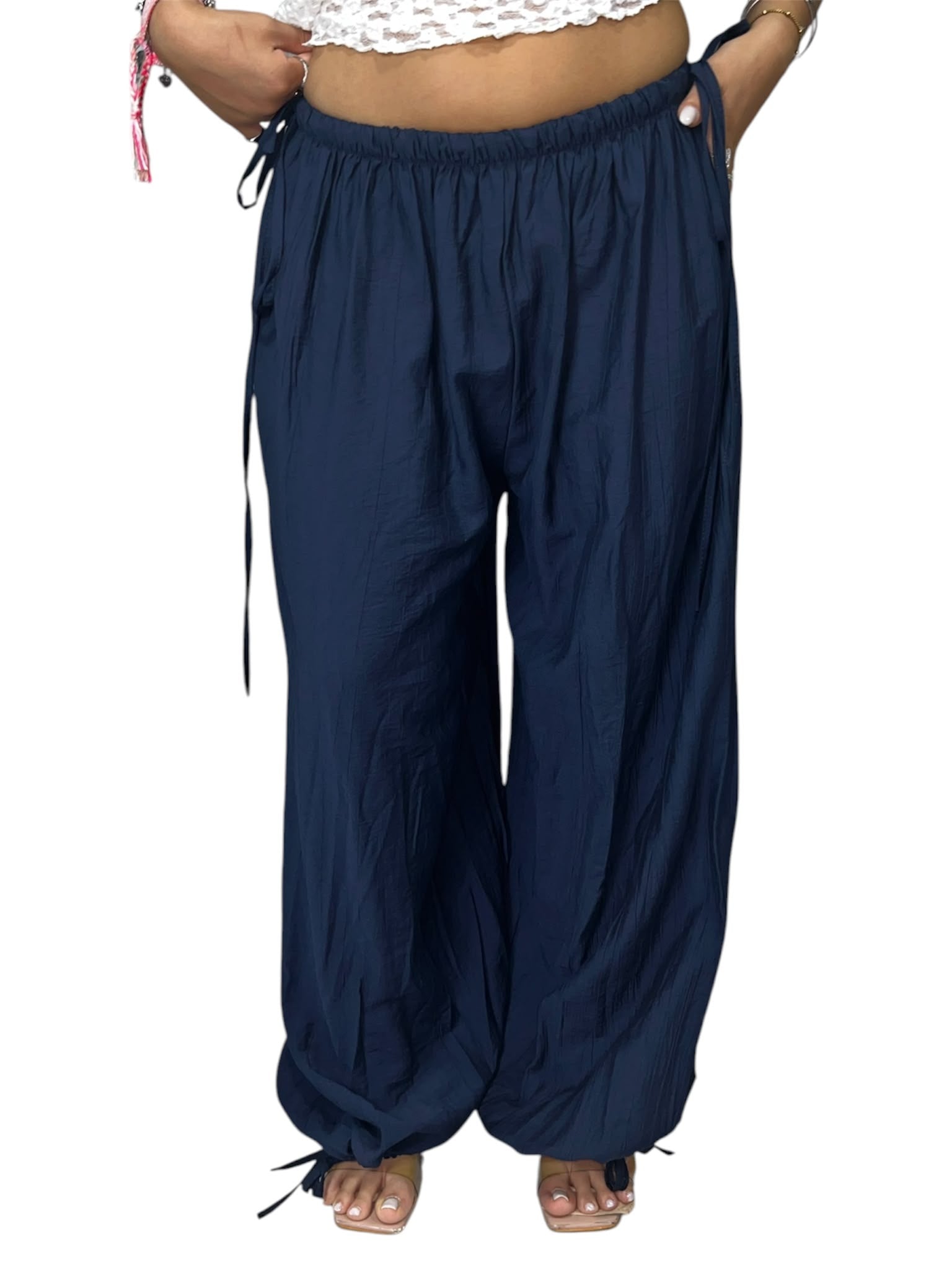 PANT MISTO LINO MIRIAM 2.0 CON ELASTICO E LACCETTI ALLE CAVIGLIE