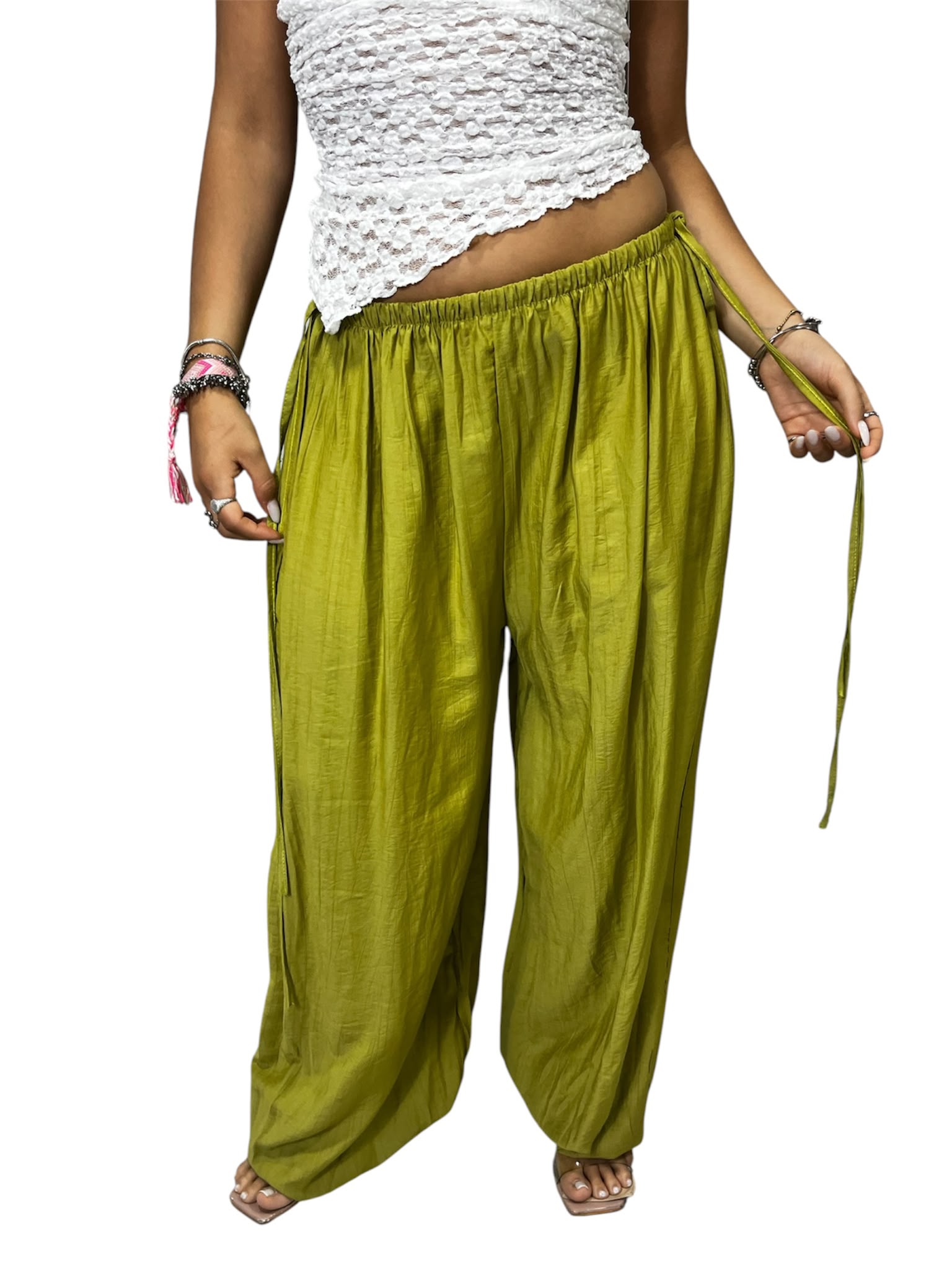 PANT MISTO LINO MIRIAM 2.0 CON ELASTICO E LACCETTI ALLE CAVIGLIE