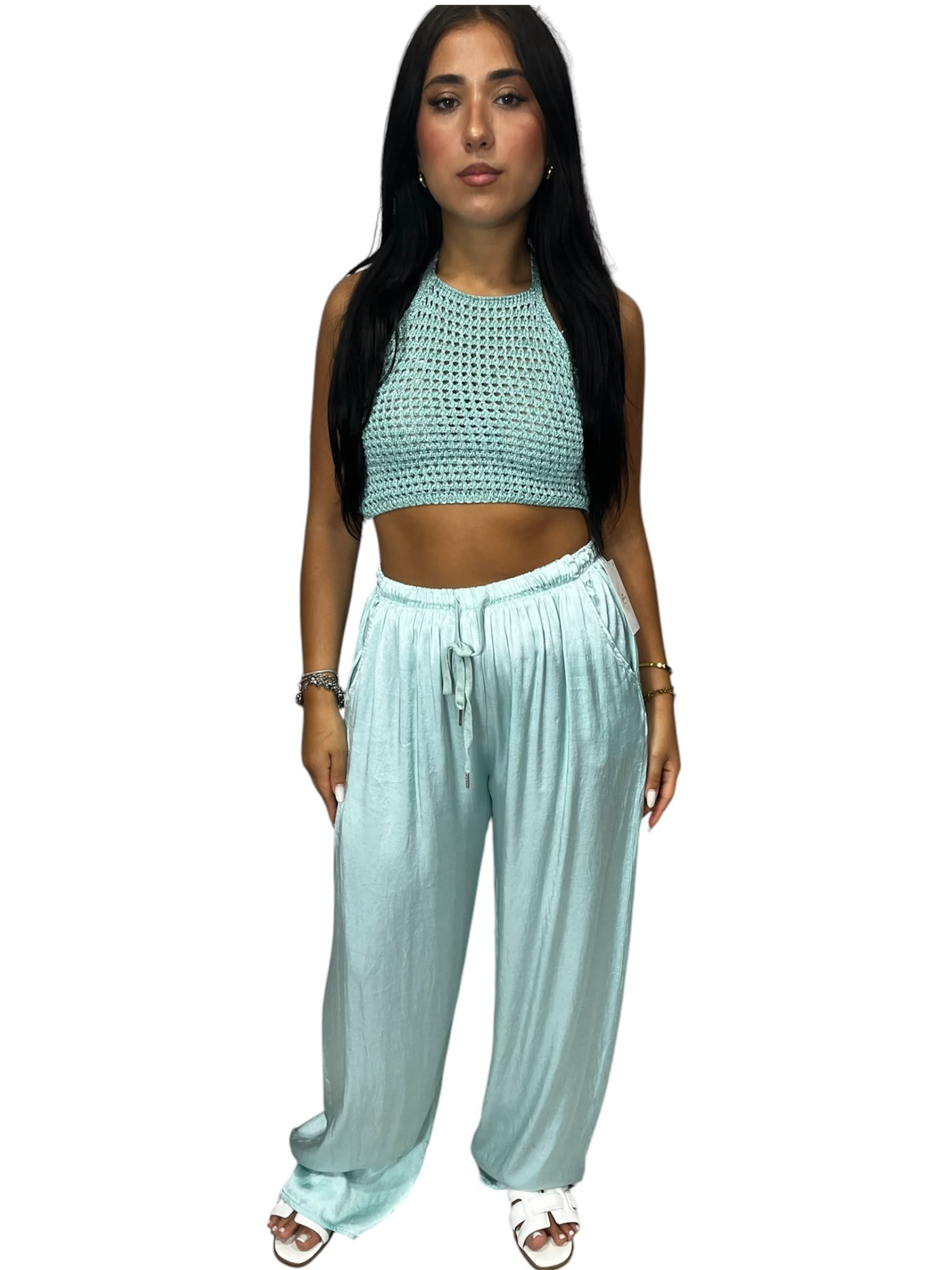 Pantaloni Satin a Palazzo