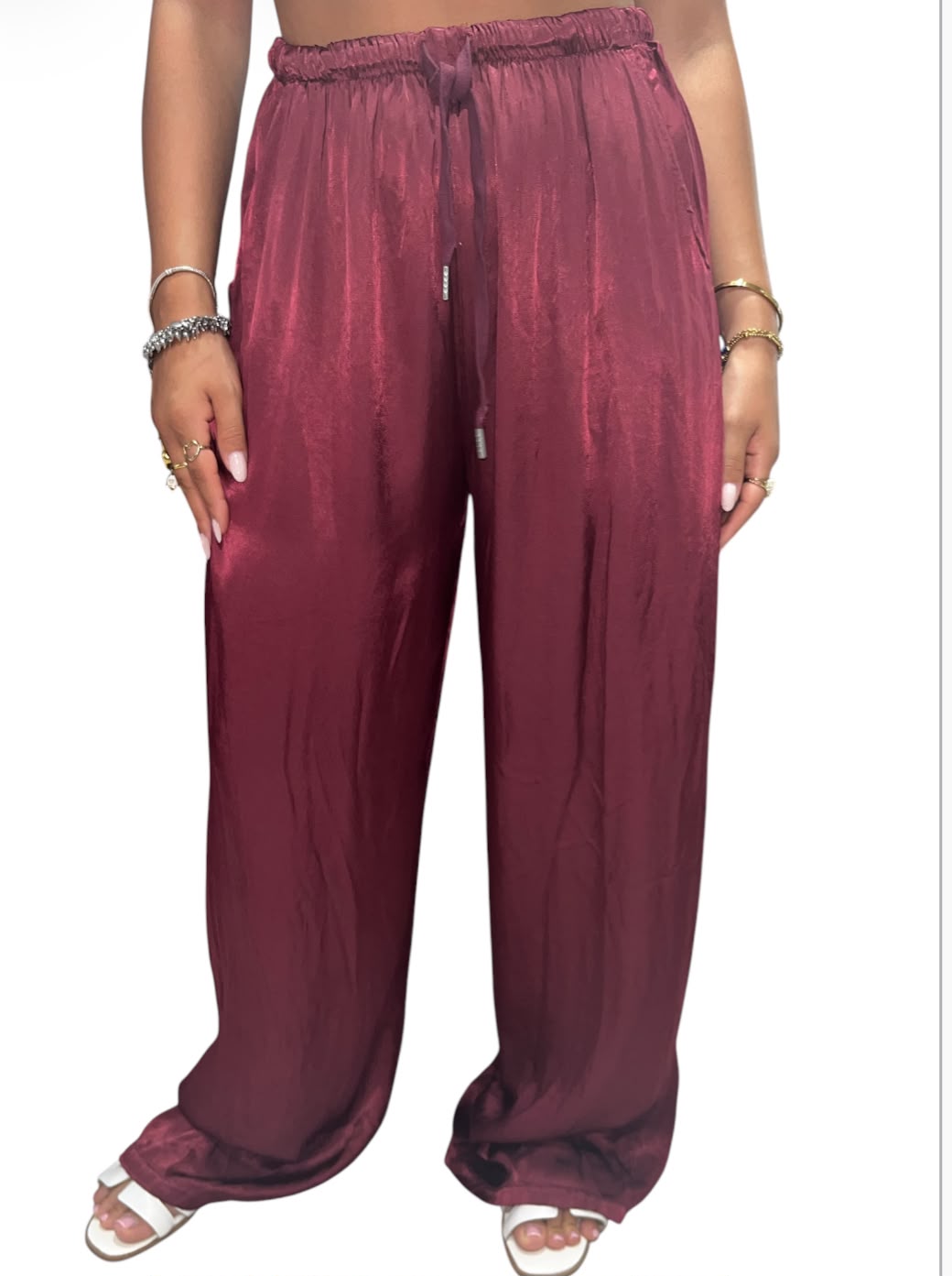 Pantaloni Satin a Palazzo