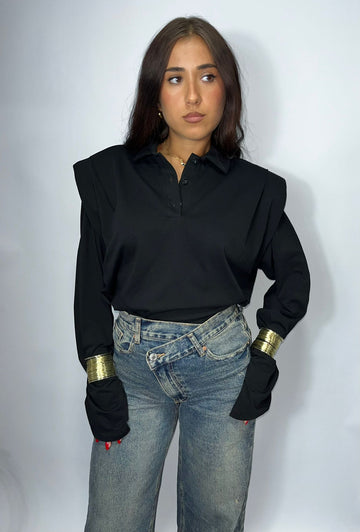 Maglia OVERSIZE JUST WEST Spallina imbottita e manica a campana