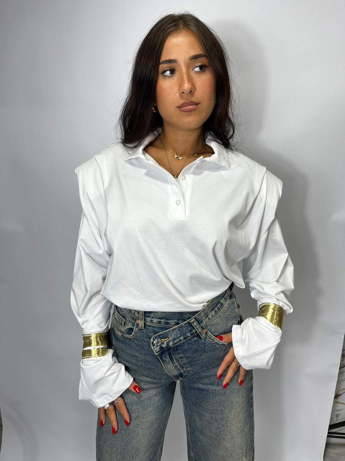 Maglia OVERSIZE JUST WEST Spallina imbottita e manica a campana